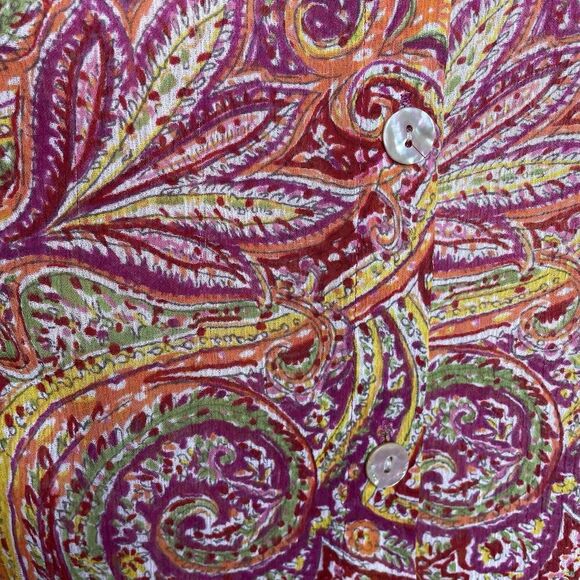 j. h. collectibles Button-Up SheerBlouse Tunic Size L Women’sBohoPaisleyFestival - Picture 12 of 13